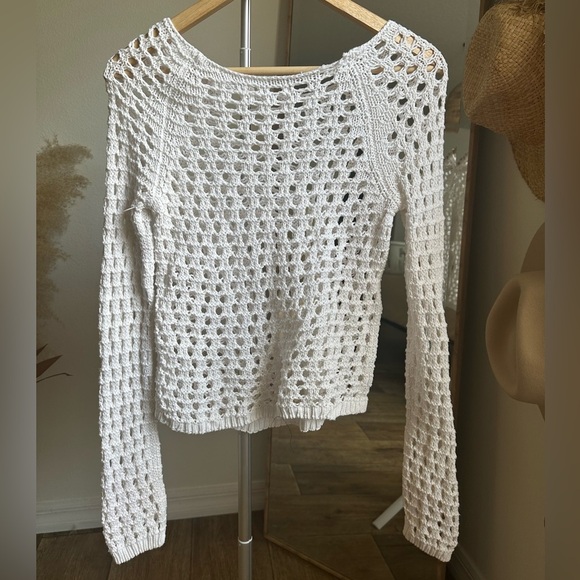 White Crochet Knit Sweater - Picture 4 of 4